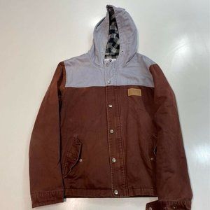 Parka Mens Shirt Jacket Brown Gray Color Block